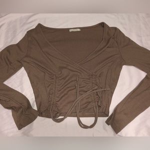 Long sleeve crop top shirt adjustable and rap top